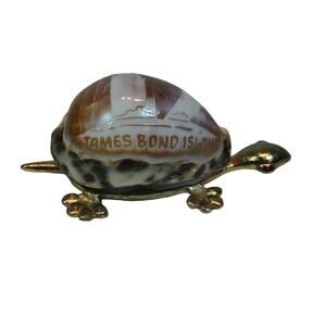 Island Carved Sea Turtle Shell Paper Weight Decoration Nice Piece